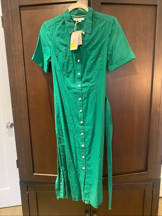 Boden Dresses & Skirts - Boden Green Button-Front / Tie Midi Shirt Dress - Size 4 NWT